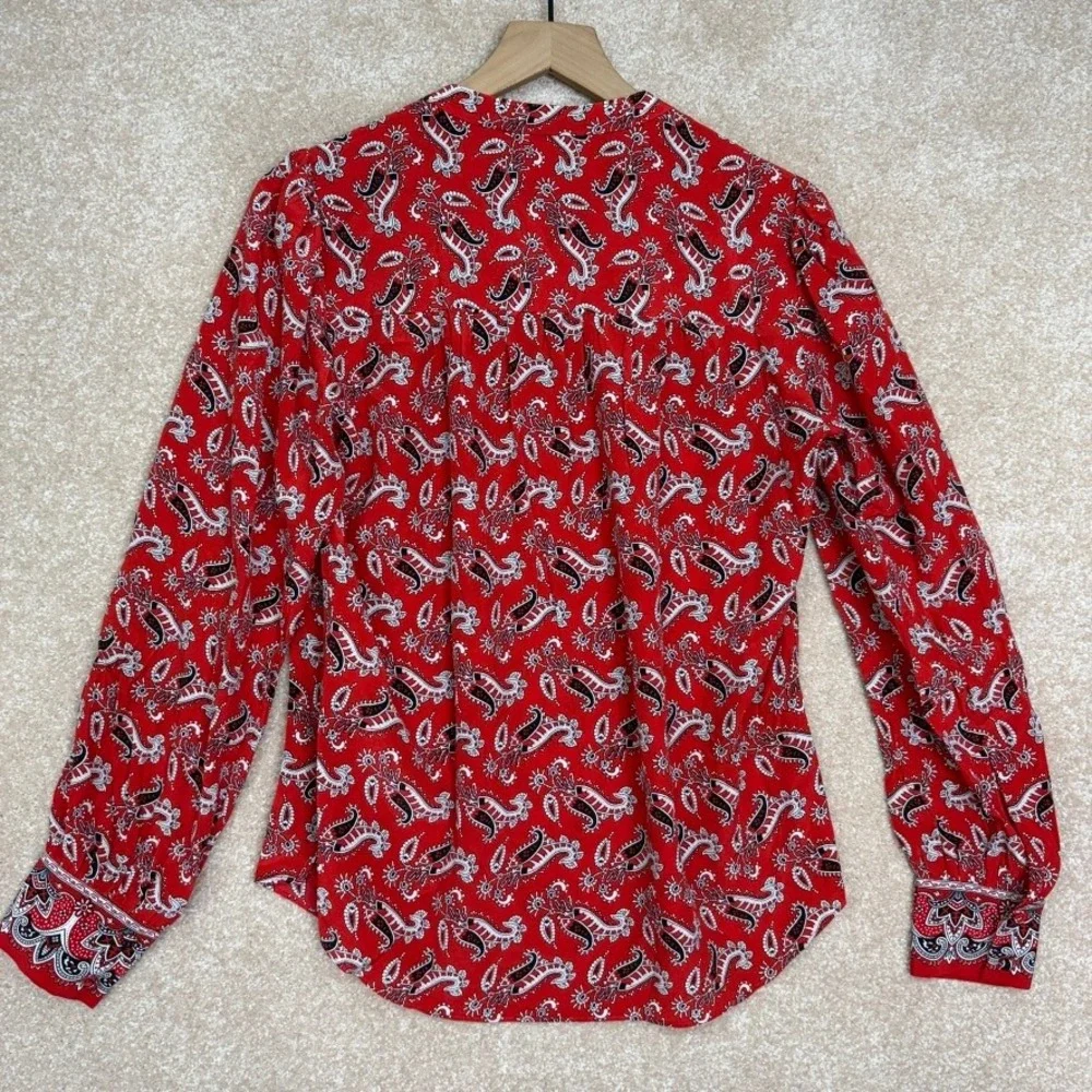 Veronica Beard Silk Blouse‎ Size 8 Red Abbie Paisley Top - Picture 7 of 10